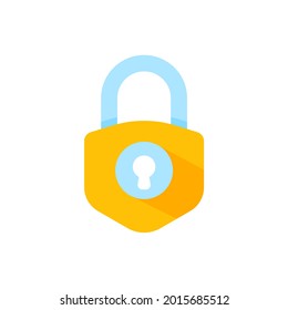 yellow padlock for locking the information on the computer data encryption concept