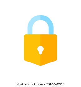 candado amarillo para bloquear la información en el concepto de cifrado de datos del equipo