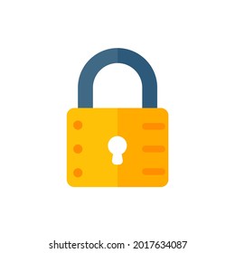 yellow padlock for locking the information on the computer data encryption concept