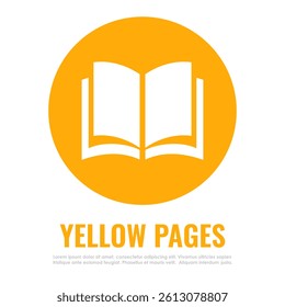 Yellow pages vector icon isolated on white background. Simple flat illustration of open telephone book, business web design element.
