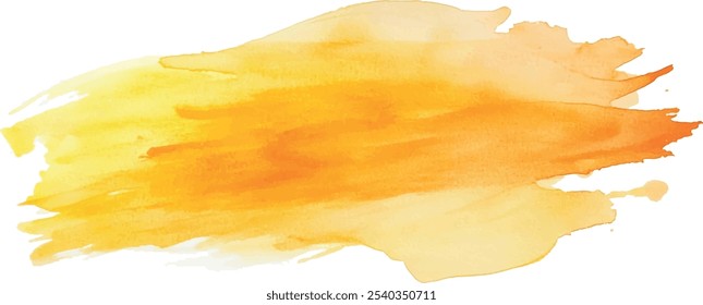 Yellow paint artistic dry brush stroke. Watercolor acrylic hand painted backdrop for print, web design and banners. Realistic vector background texture