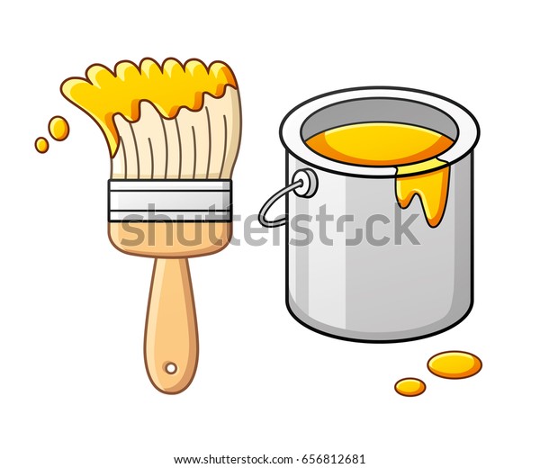 Download Yellow Paint Brush Bucket Can Stock Vector Royalty Free 656812681 PSD Mockup Templates