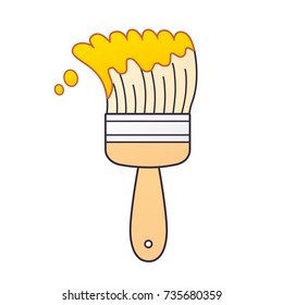 Yellow paint brush isolated