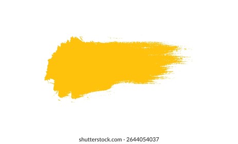 Yellow Paint Brush Stroke, Bold Acrylic Texture Smear Isolated on White Background.