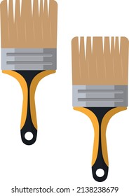 Pinceles de pintura amarilla, ilustración, vector sobre un fondo blanco.