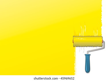 Yellow paint roller background