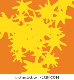 
yellow paint splash, orange background, vector illustration