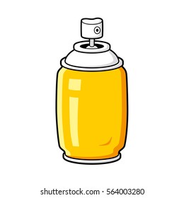 Yellow paint spray can isolated.