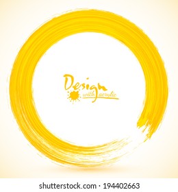 Yellow paintbrush stroke circle vector frame