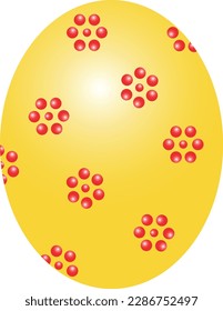 Huevo amarillo pintado de Pascua. Imágenes para uso en el diseño, pegatinas de decoración. Ilustración vectorial aislada en fondo blanco.