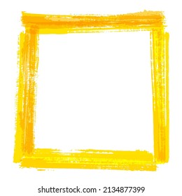 Marco pintado de amarillo aislado sobre fondo blanco. Adecuado para mensajes de apoyo a Ucrania.