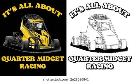 Amarelo e pintado Quarter Midget. Isolado em fundo preto, para design de camisetas, impressão e para fins comerciais.