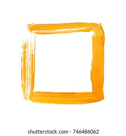 Yellow painted vector square frame. Design element