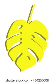Yellow palm leave vector illustration. Postcard template. Wall art. Poster