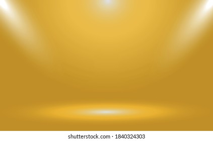 Yellow panoramic studio fon with white glow - Vector