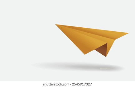 ilustração de avião de papel amarelo sobre um fundo branco limpo. Ideal para conceitos de criatividade, liberdade, infância ou viagem. Perfeito para projetos de design que precisam de um olhar lúdico e mínimo.