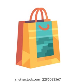 Yellow paper bag with gift illustration design isolated