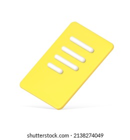 Yellow paper blank with text 3d icon vector illustration. Document page, agreement file badge, archive clipboard, educational sheet, folder form isolated