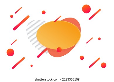 yellow paper card and abstract gradient color shapes. Trendy  lines and circles wallpaper in a modern material design style