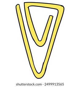 yellow paper clip illustration hand drawn isolated vector