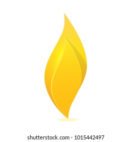 Yellow paper flame.Shape of abstract fire isolated on white background