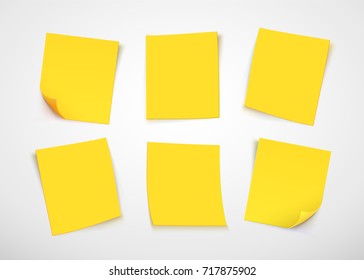 Yellow paper notes.  Vector illustration