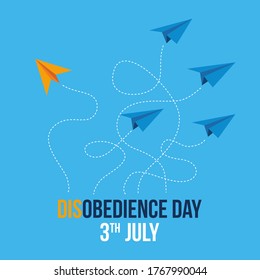 Yellow Paper Plane Changing Direction. Disobedience Day Concept