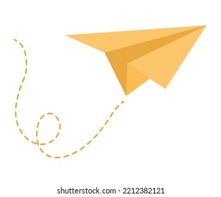 Yellow Paper Plane Over White