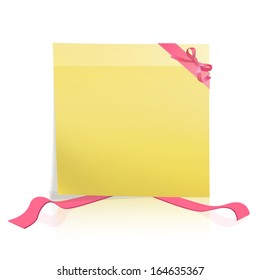 Yellow paper with red ribbons. Vector design 