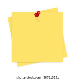 Yellow paper, reminder with shadow on  white background