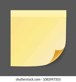 Yellow paper reminder sticker. Vector illustration with shadow. On a gray background.