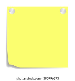 Yellow paper with shadow  on a white background