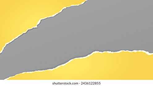 El papel amarillo con bordes rasgados y sombra suave está sobre fondo cuadrado gris para el texto.