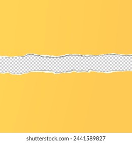 Yellow paper with torn edges and soft shadow are on squared background for text.