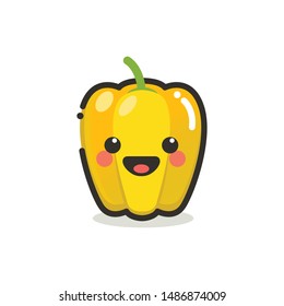 Yellow Paprika Character Mascot .Fruit & Vegetables Cute Simple icon logo Design Vector
