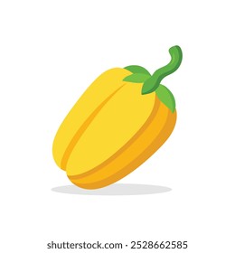 Yellow paprika flat vector illustration white background.