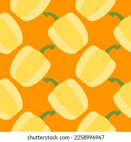 yellow paprika seamless pattern. Vegetarian farm fresh product. Best for education or market designs.