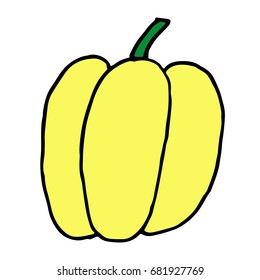 Yellow paprika vector icon in cartoon style isolated object vegetable organic eco bio product