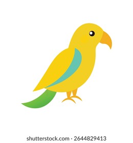 yellow parrot bird on white background