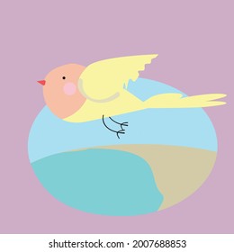 The yellow parrot fly in the sky.