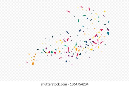 Yellow Particles Celebrate Transparent Background. Effect Elements Backdrop. Carnaval Paint Banner. Orange Colored Paper Celebration Invitation.