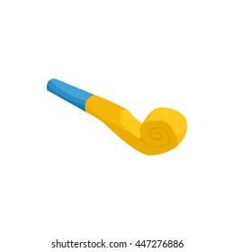 Yellow party blower icon in cartoon style on a white background