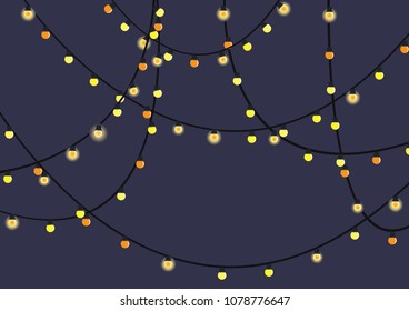 yellow party decoration light vector for Christmas holiday or special event.