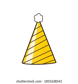 Yellow party hat icon sign isolated on white background vector illustration.