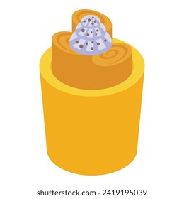 Yellow party ice cream icon isometric vector. Thai roll. Summer menu