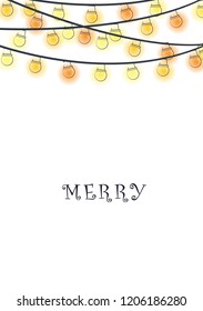 Yellow party lights vector on white background for decoration all events.