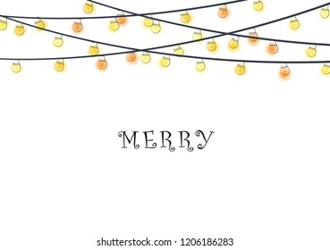 Yellow party lights vector on white background for decoration all events.