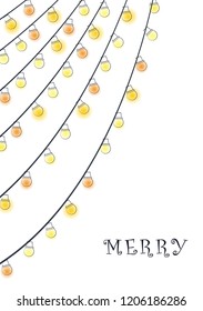 Yellow party lights vector on white background for decoration all events.