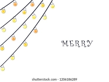 Yellow party lights vector on white background for decoration all events.
