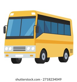 Autobús de pasajeros amarillo en vista lateral, aislado sobre fondo blanco. Ilustración vectorial apta para transporte, transporte público, viajes.